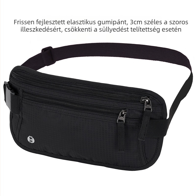 Nylon utazási útlevél derék táska, lopás elleni, vízálló, poliészter béléssel, uniszex, szabadtéri sportokra