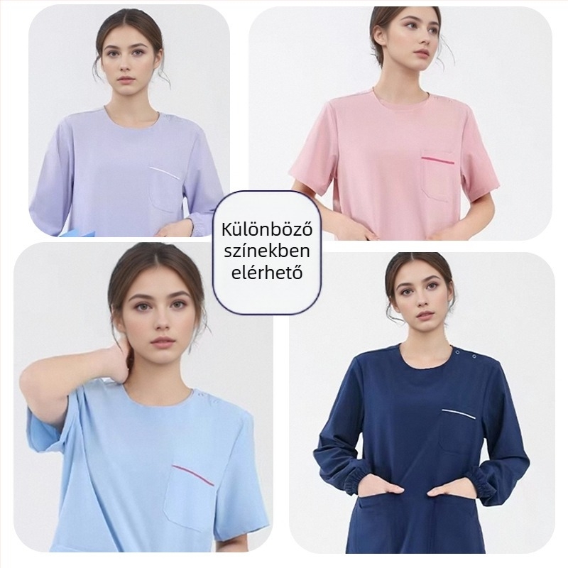 Uniszex orvosi scrubs készlet V-nyakú, nedvszívó poliészter/spandex anyag, hosszú ujjú, őszi kiadás 2025