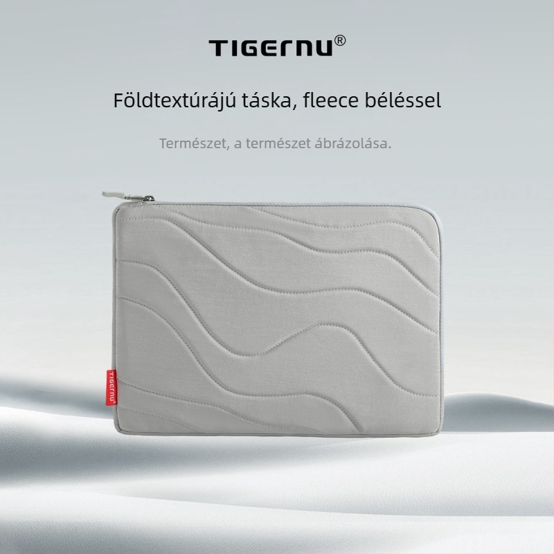 Tigernu 14 hüvelykes laptop tok, 280D Taslon külső, vízálló, lélegző, bársony belső bélés, uniszex, egyszínű, földszín textúra, városi minimalizmus