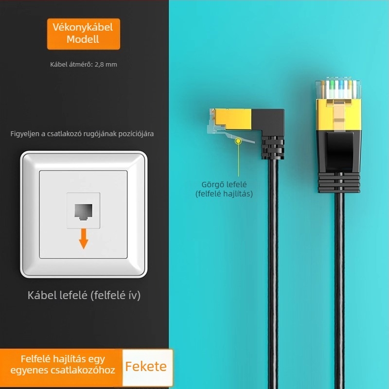 Cat6 Ethernet-kábel, RJ-45, beltéri használatra, routerhez, átmérő 2.8 mm