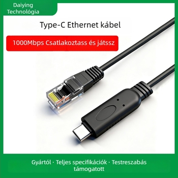 USB-C to Gigabit Ethernet kábel Cat6, RJ-45, 1000 Mbps laptopokhoz és routerekhez