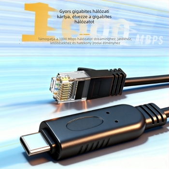 USB-C to Gigabit Ethernet kábel Cat6, RJ-45, 1000 Mbps laptopokhoz és routerekhez