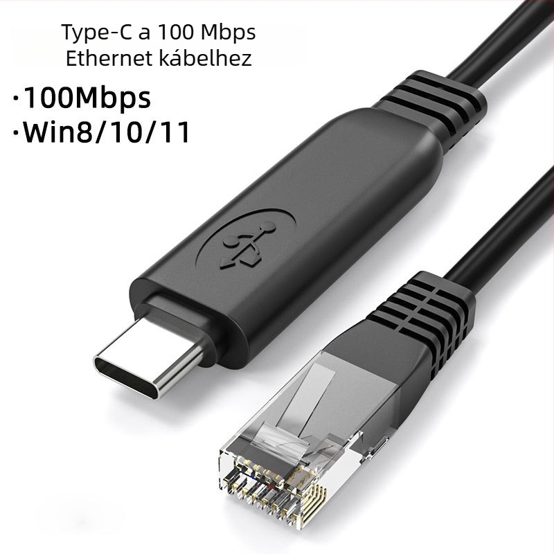 USB-C to Gigabit Ethernet kábel Cat6, RJ-45, 1000 Mbps laptopokhoz és routerekhez