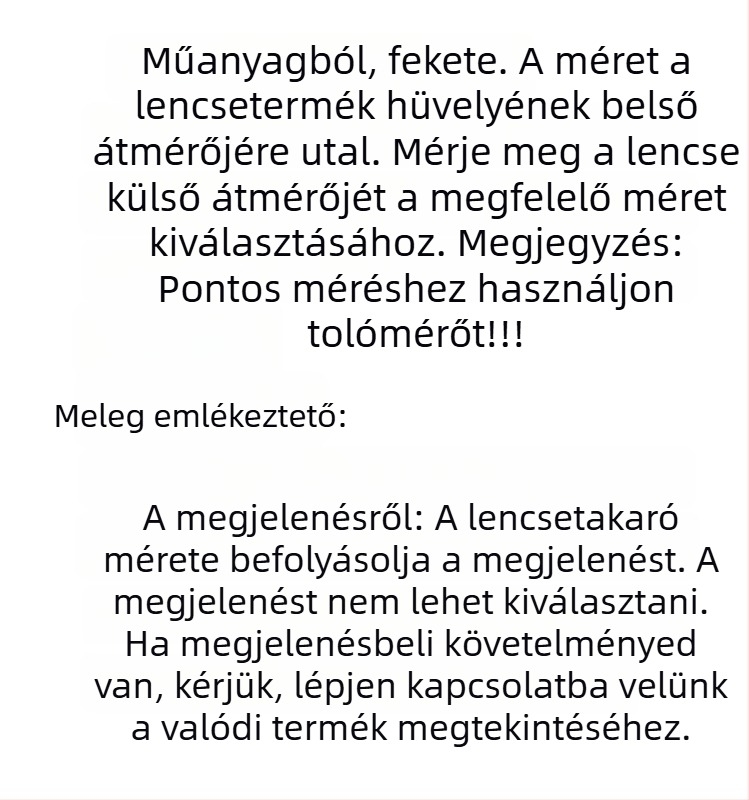 Távcső porvédő 40/42/43/44/45/46/48 mm – objektív és okulár fedél