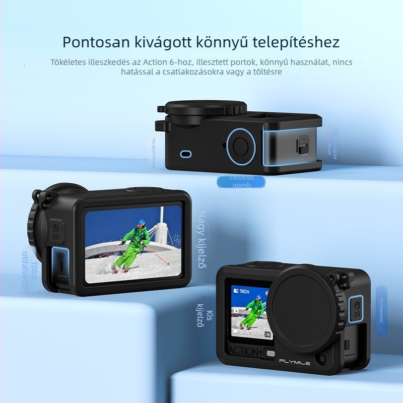DJI Action 6 szilikon hüvely lencsevédőfedéllel, ütéscsillapítással és esésvédelmmel — tömeg 14,7 g