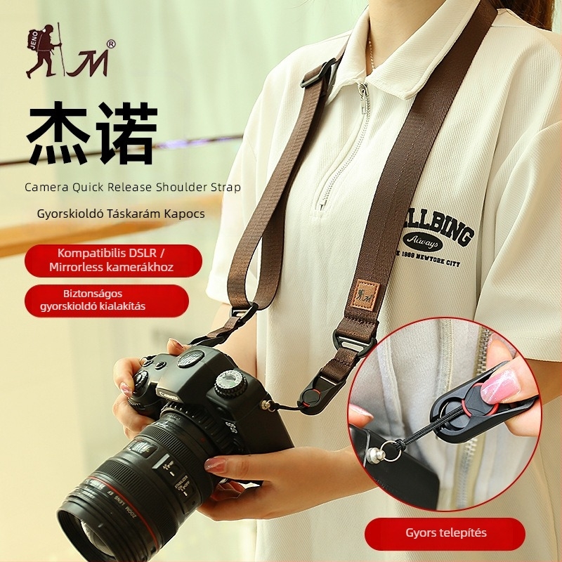 F-01 vállpánt Canon, Nikon, Sony, Fuji és más DSLR/mirrorless kamerákhoz gyorskioldó csat – testre szabható minta alapján