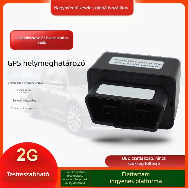 KC03 autós OBD-lokátor GPS-pontosággal 3-30, több riasztás (rezgés, áramkimaradás, kerítés, gyorshajtás), beépített GPS és GSM antenna