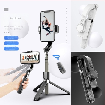 Egytengelyes stabilizátor okostelefonhoz – rezgéscsillapító stabilizálás, Bluetooth élő közvetítés tartó, selfie bot, modell L08, anyag: műanyag ház + alumínium ötvözet cső