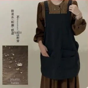 Vízálló ujjatlan konyhai kötény – könnyű főzéshez, sütéshez, cateringhez és kempingezéshez; japán stílus, egyszínű, egy méret; Taslan velvet anyag