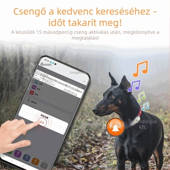 GPS állat-nyomkövető nyakörv B21 – GPS pontosság 5–10 m, riasztási módok: rezgés, SOS és kerítés, vízálló, méretek 65×27×16 mm