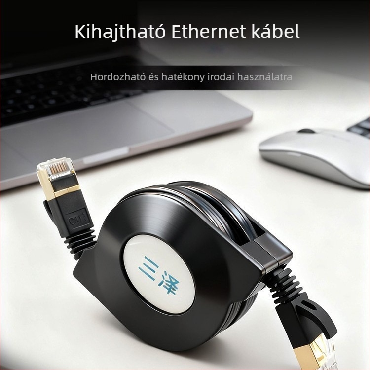 Hálózati kábel Cat.7 RJ-45 teleszkópos kivitelben, visszahajtható kialakítás, 10 Gbps, tiszta rézvezető