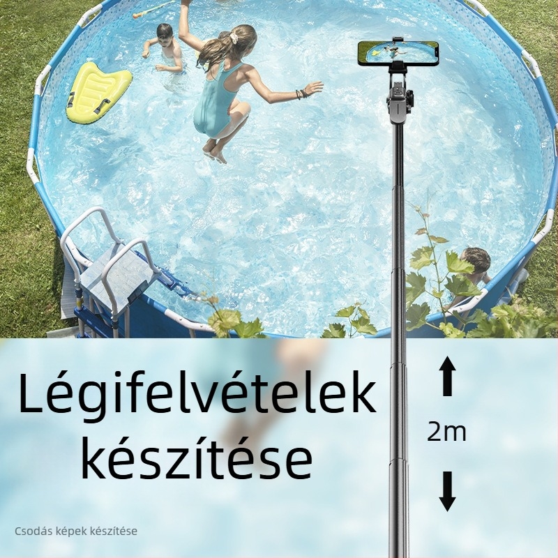 Selfie pálca háromlábú állvánnyal, kinyitható, távirányítóval, Bluetooth-kompatibilis, ABS + alumínium ötvözet