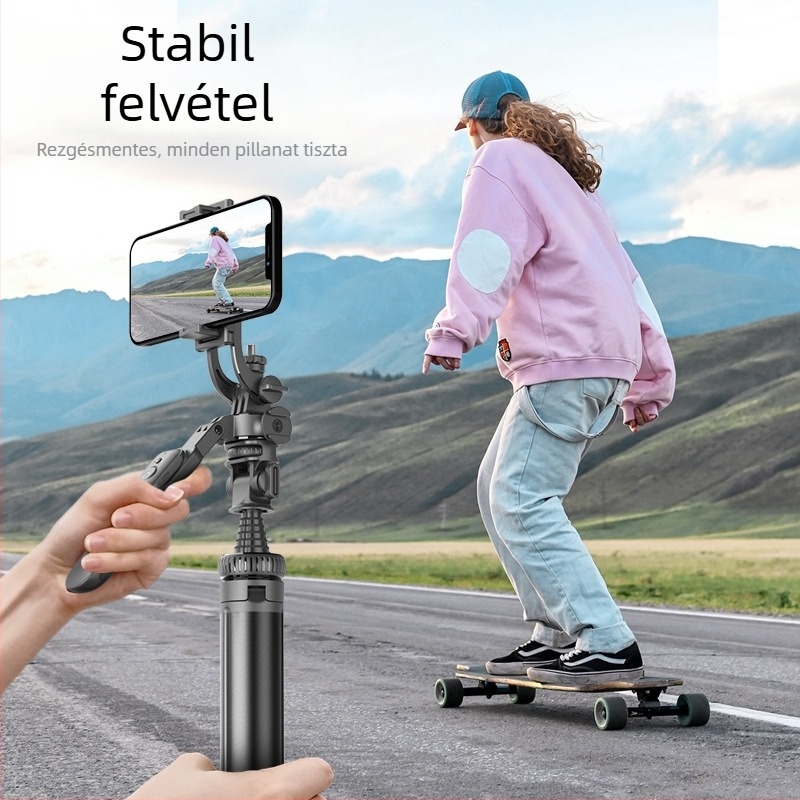 Selfie pálca háromlábú állvánnyal, kinyitható, távirányítóval, Bluetooth-kompatibilis, ABS + alumínium ötvözet
