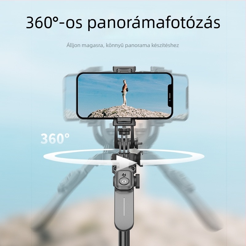 Selfie pálca háromlábú állvánnyal, kinyitható, távirányítóval, Bluetooth-kompatibilis, ABS + alumínium ötvözet