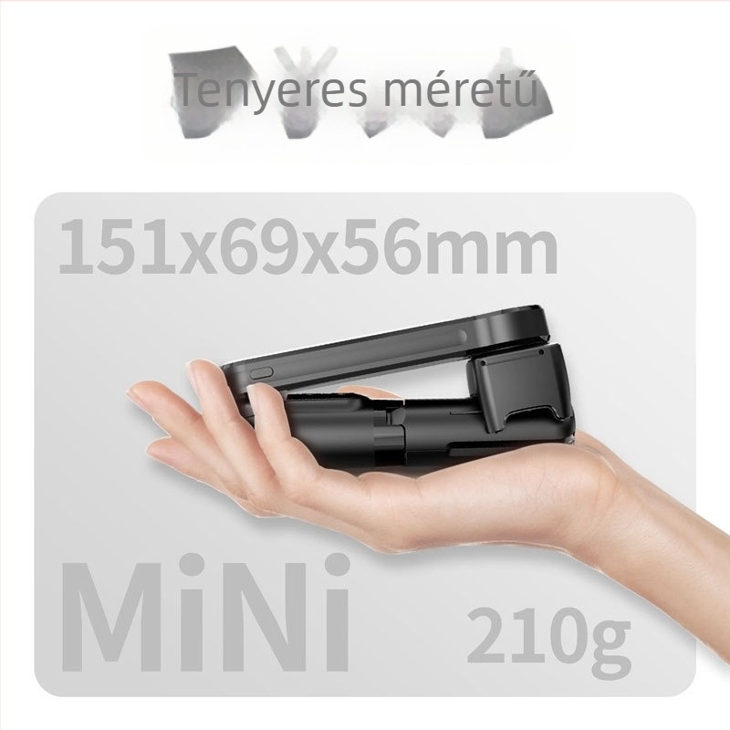 L09 kézi stabilizátor Bluetooth-os selfie pálcával, rezgéscsillapítás, beépített világítás, VLOG, mini gimbal egyetlen tengellyel, ABS + alumíniumötvözet