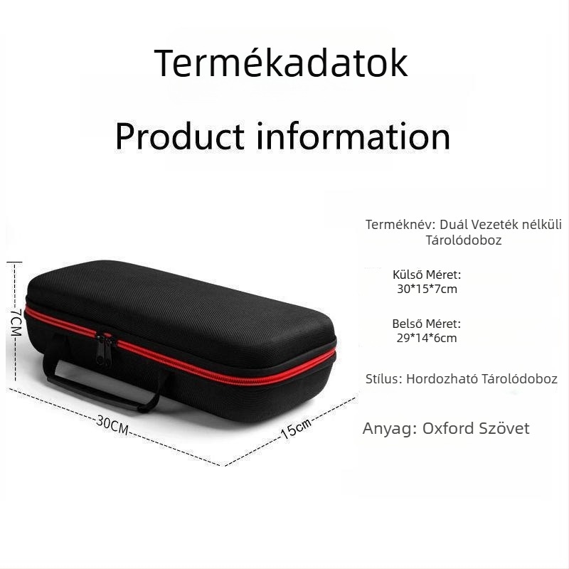 Hordozható kettős mikrofon tároló táska, ütésálló kocka formájú tok vezeték nélküli mikrofonokhoz és audio kiegészítőkhöz, Oxford anyagból