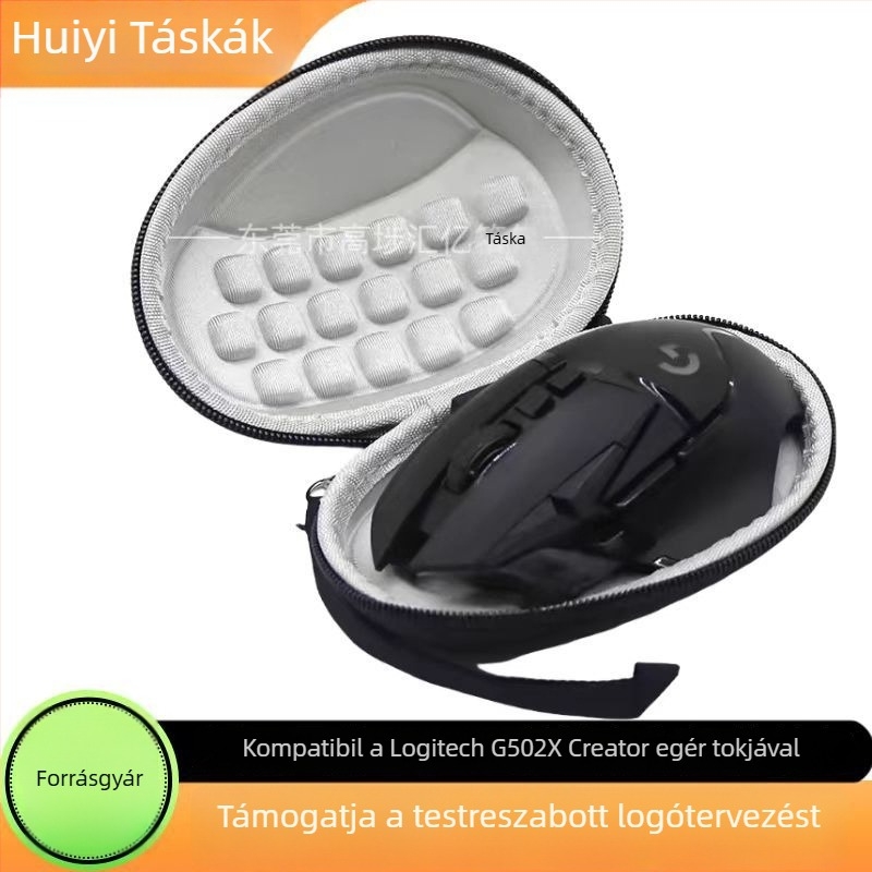 Logitech MX Master 3/3S, MX2S és G502X vezeték nélküli gamer egér tároló tokja — anyagok: nylon, EVA, nagy sűrűségű hab, textile; gyártás: varrás és thermoformálás; terhelhetőség: 5 kg