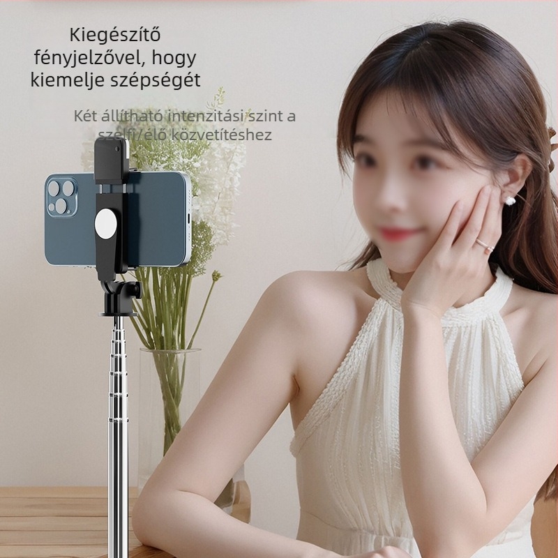 1,7 m-es selfie bot tripod, 360° forgás, padlóra álló állvány élő közvetítéshez és utazási fotózáshoz