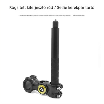 Rögzített selfie-stick tartó kerékpározáshoz és motorkerékpárhoz, kompatibil Insta360 és GoPro — alumínium ötvözet + szilikon, teherbírás max. 1 kg, csőátmérő 28–31,8 mm, súly 245 g