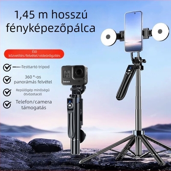 Kézi gimbal stabilizátor okostelefonokhoz Bluetooth, távirányító, kitöltő fény és állvány – ABS + rozsdamentes acél, modell Z145