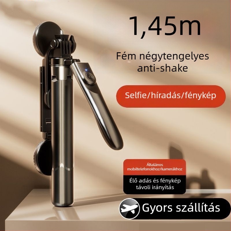 Kézi gimbal stabilizátor okostelefonokhoz Bluetooth, távirányító, kitöltő fény és állvány – ABS + rozsdamentes acél, modell Z145