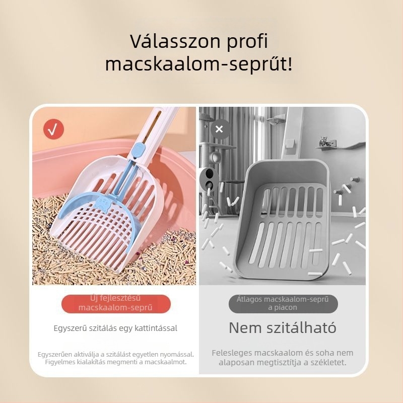Műanyag macskaalmás kanál finom lyukakkal, elválasztó, hajlítható két‑az‑egyben funkció, ferde kialakítás
