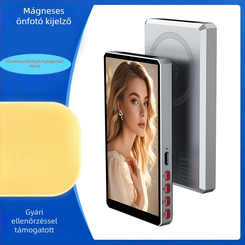 Pt004 Alumíniumötvözetű vezeték nélküli Bluetooth képernyő-mirroring eszköz okostelefonokhoz, mágneses hátlap selfie-kijelző, Android, iOS és HarmonyOS kompatibilis