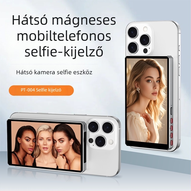 Pt004 Alumíniumötvözetű vezeték nélküli Bluetooth képernyő-mirroring eszköz okostelefonokhoz, mágneses hátlap selfie-kijelző, Android, iOS és HarmonyOS kompatibilis