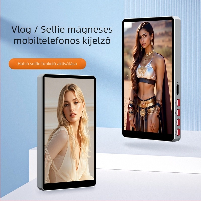 Pt004 Alumíniumötvözetű vezeték nélküli Bluetooth képernyő-mirroring eszköz okostelefonokhoz, mágneses hátlap selfie-kijelző, Android, iOS és HarmonyOS kompatibilis