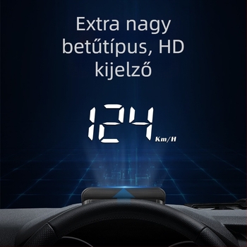 Autó Head-Up kijelző (HUD) OBD-vel, 360° holografikus kép, GPS, sebességmérő és többfunkciós mérő — manuális működtetés, akkumulátorról táplált