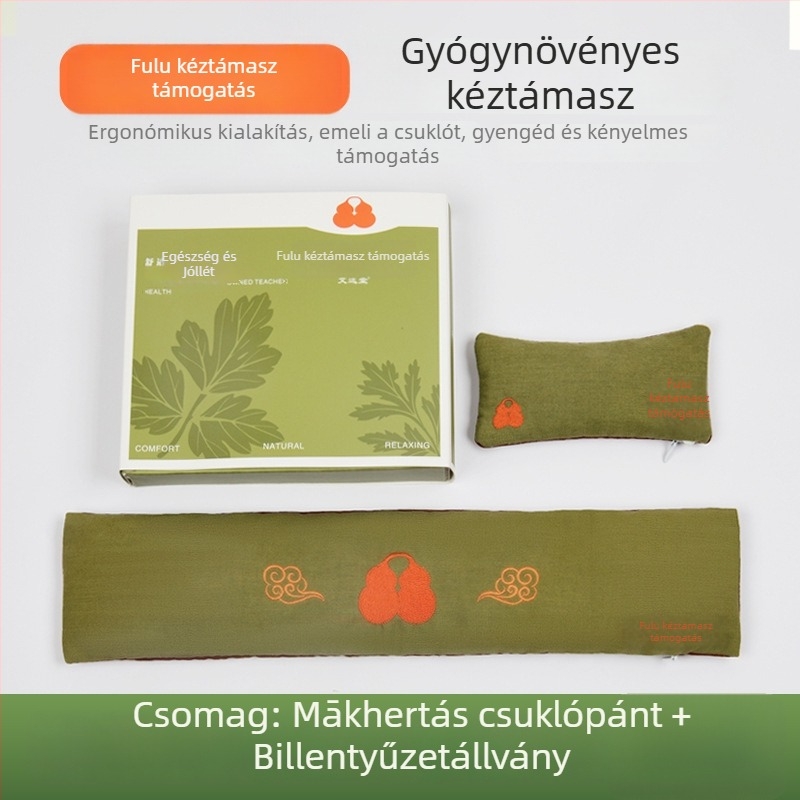 Csukló-támasz billentyűzethez és egérhez – Mugwort Velvet anyagból, kézzel készített, kétoldalas, moxibustion ápolás, Light Luxury stílus