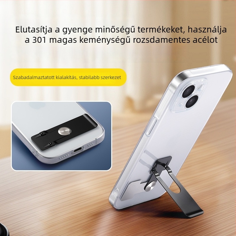 Összecsukható telefon-tartó, rozsdamentes acél, rezgésmentes, egyszerű stílus