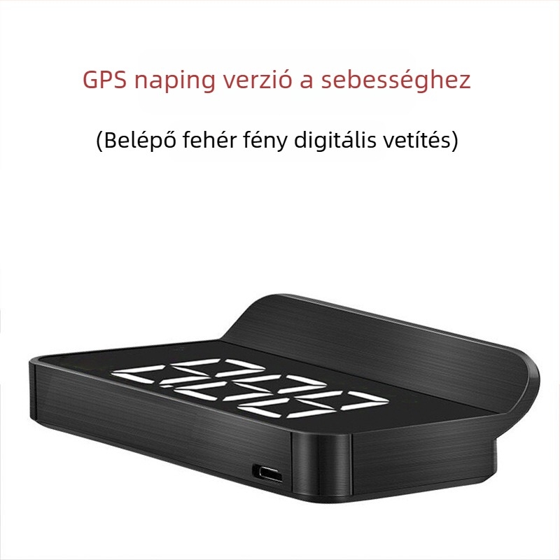 Autós HUD kijelző OBD adatokkal: üzemanyag-fogyasztás, vízhőmérséklet, megtett kilométer és sebesség — vetítés a szélvédőre