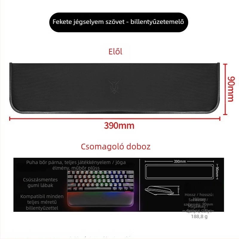 Mechanikus billentyűzet csuklótámasz, csúszásmentes felülettel, kompatibil 87/98/99/104 gombos billentyűzetekkel, játékhoz és gépeléshez, testreszabható