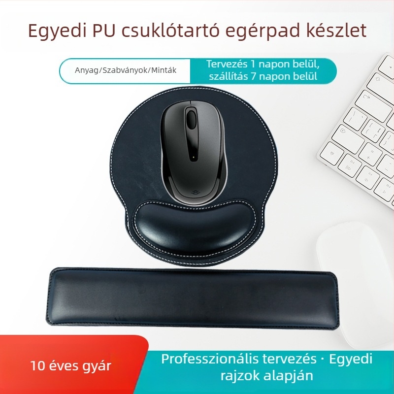 PU bőr csuklótámasz egérpad és billentyűzet kéz-támasz – két darabos szett, testreszabható