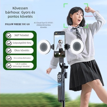 360°-os forgó gimbalos selfie bot, automatikus követés AI arcfelismeréssel élő közvetítéshez, alumíniumötvözetből