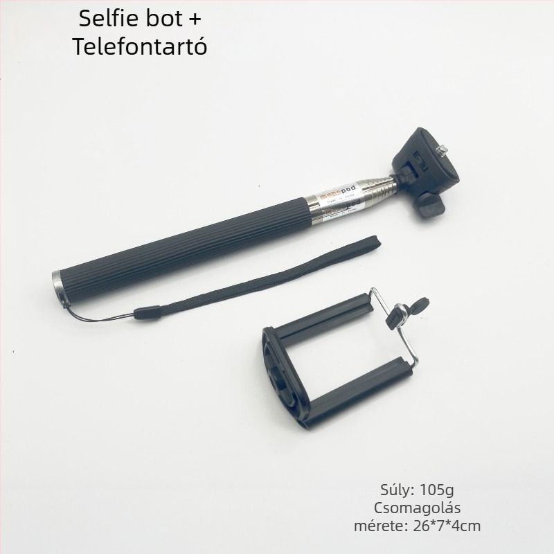 7-részes teleszkópos selfie pálca rozsdamentes acélból GoPro és egyéb akciókamerákhoz, teherbírás legfeljebb 2 kg