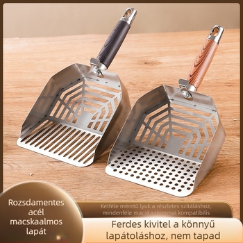Rozsdamentes acél macskaalom-kanál, nagy méret, finom lyukak, tofu és kevert macskaalomhoz