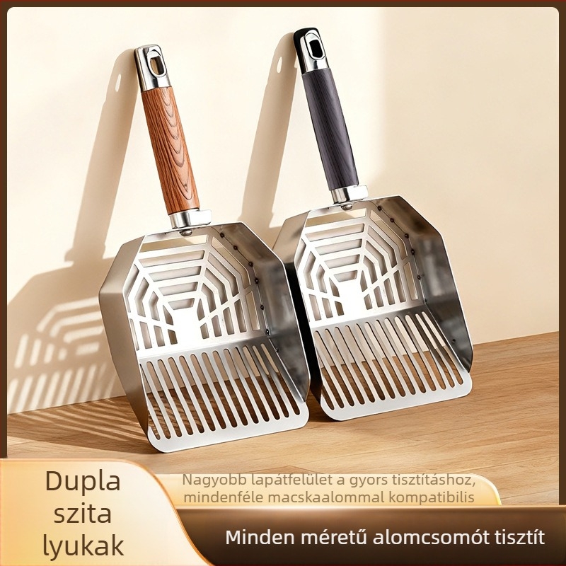Rozsdamentes acél macskaalom-kanál, nagy méret, finom lyukak, tofu és kevert macskaalomhoz