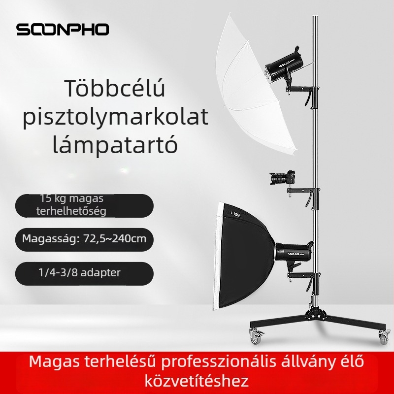 Fotóvilágítási állvány stúdióhoz és élő közvetítéshez, multifunkcionális, alumíniumötvözet