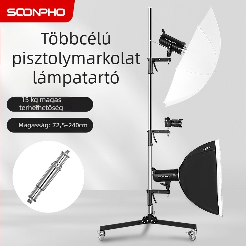Fotóvilágítási állvány stúdióhoz és élő közvetítéshez, multifunkcionális, alumíniumötvözet