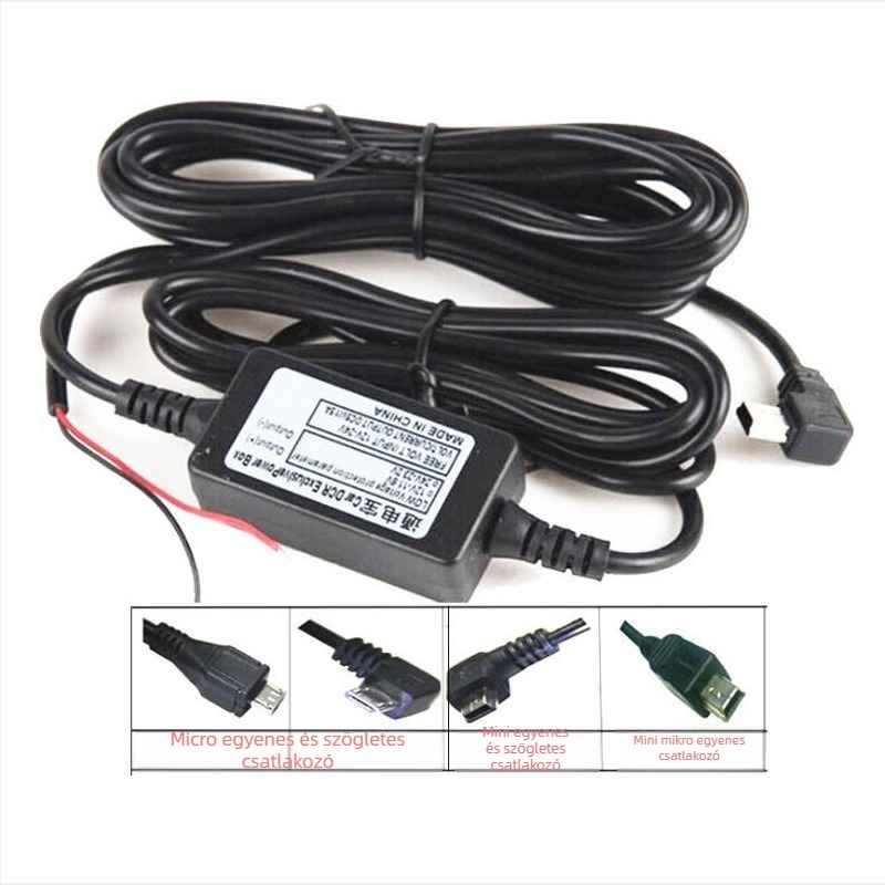 Dashcam tápegység vonal: 24V/12V-ből 5V-ra, 2A kimenet; USB interfész; TF-kártya támogatás; parkolási megfigyelés (5V; USB; TF-kártya; Parkolás)