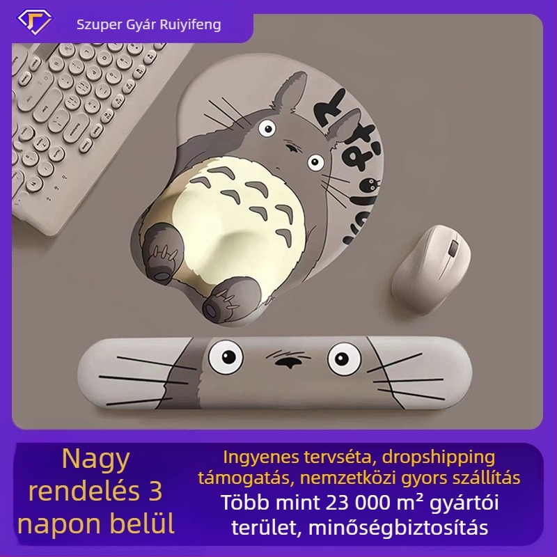 Csuklóvédő egérpad – csúszásmentes, textil felület, egyoldalú, műanyag öntés