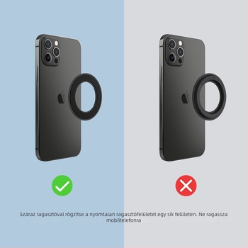 Mágneses autós telefon-tartó egyszerű felhelyezéssel; kompatibilis az Apple, Huawei, Samsung, Xiaomi készülékekkel; anyag PU + PC + mágnes