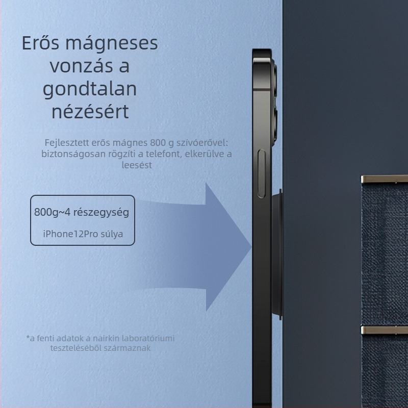 Mágneses autós telefon-tartó egyszerű felhelyezéssel; kompatibilis az Apple, Huawei, Samsung, Xiaomi készülékekkel; anyag PU + PC + mágnes
