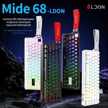 Dragon Guard 68-gombos mechanikus billentyűzet mágneses tengellyel, USB-kábeles, vízálló