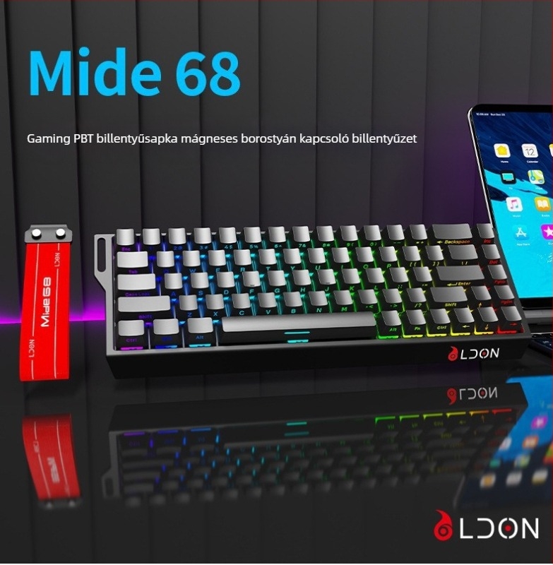 Dragon Guard 68-gombos mechanikus billentyűzet mágneses tengellyel, USB-kábeles, vízálló
