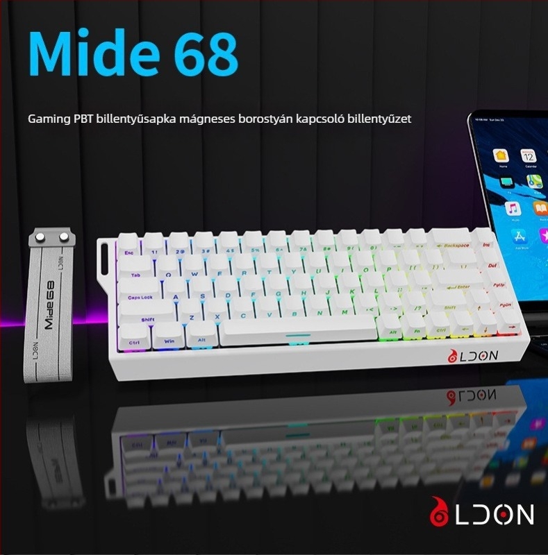 Dragon Guard 68-gombos mechanikus billentyűzet mágneses tengellyel, USB-kábeles, vízálló