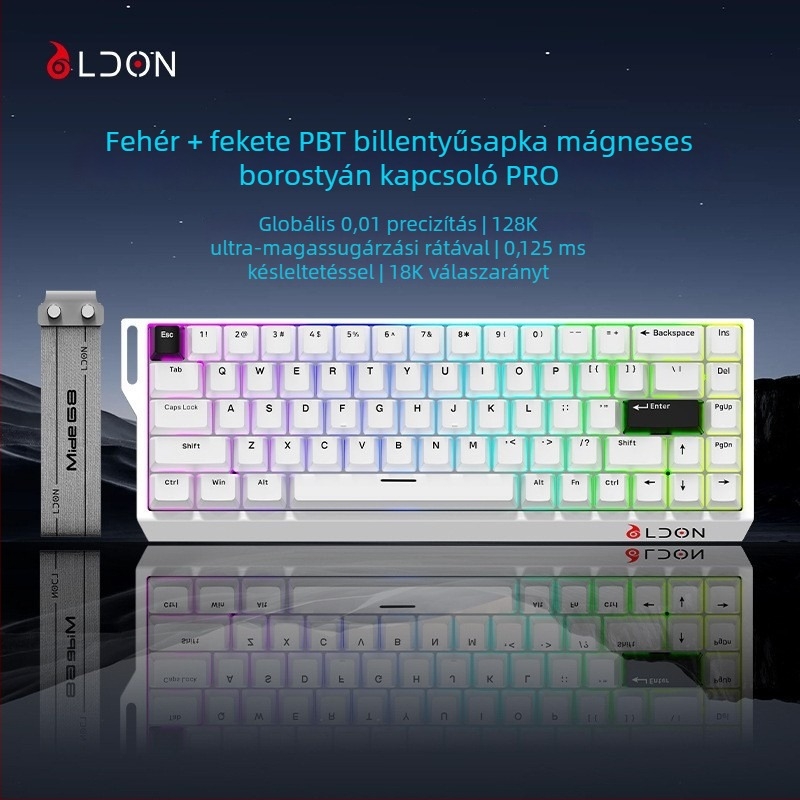 Dragon Guard 68-gombos mechanikus billentyűzet mágneses tengellyel, USB-kábeles, vízálló