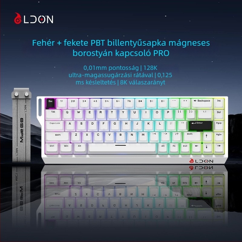 Dragon Guard 68-gombos mechanikus billentyűzet mágneses tengellyel, USB-kábeles, vízálló